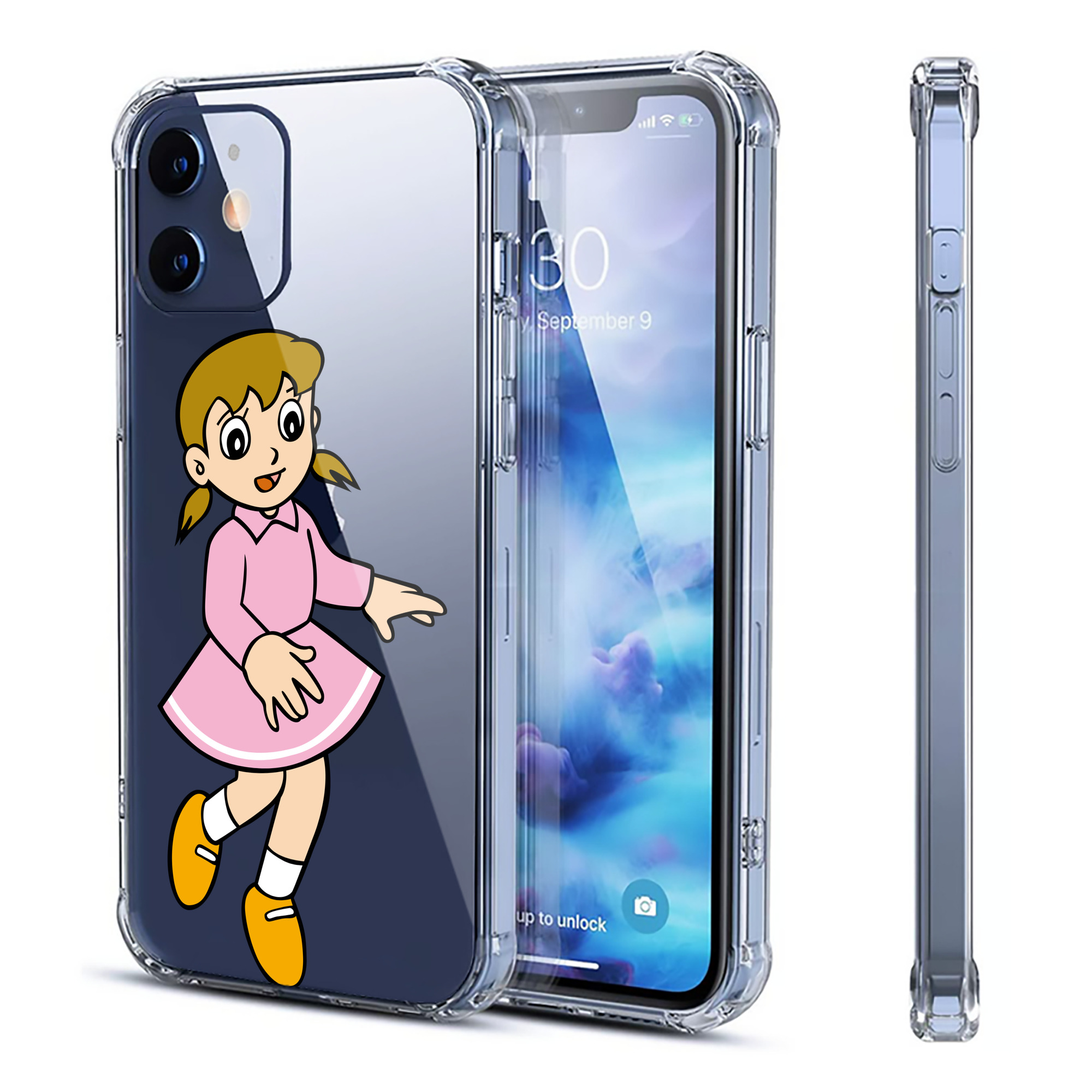 （画像用） ドラえもん みなもと しずか Doraemon Shizuka Minamoto 【iPhone 12シリーズ対応】透明スマホケース（クリアソフトケース）